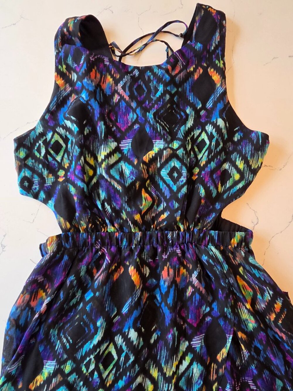 Material Girl, Mulitcolor, Hi-Lo Dress, Tie-Back, Size L